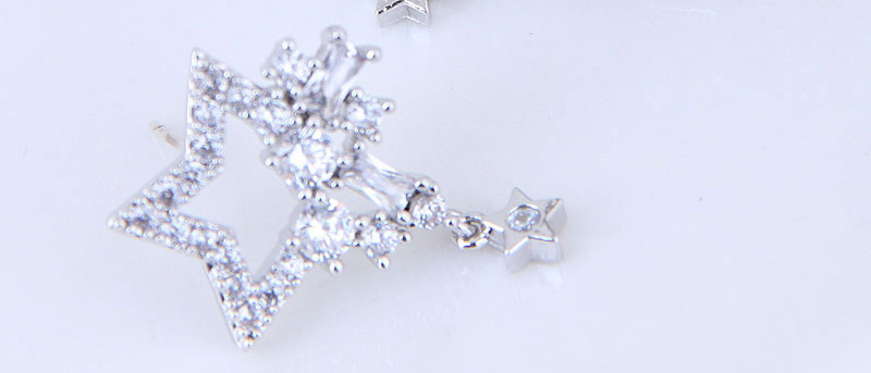 Elegant Silver Color Star Shape Decorated Earrings,Stud Earrings