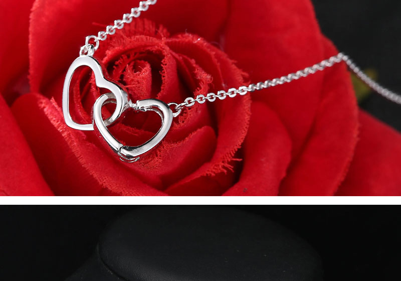 Fashion Silver Color Heart Shape Decorated Necklace,Pendants