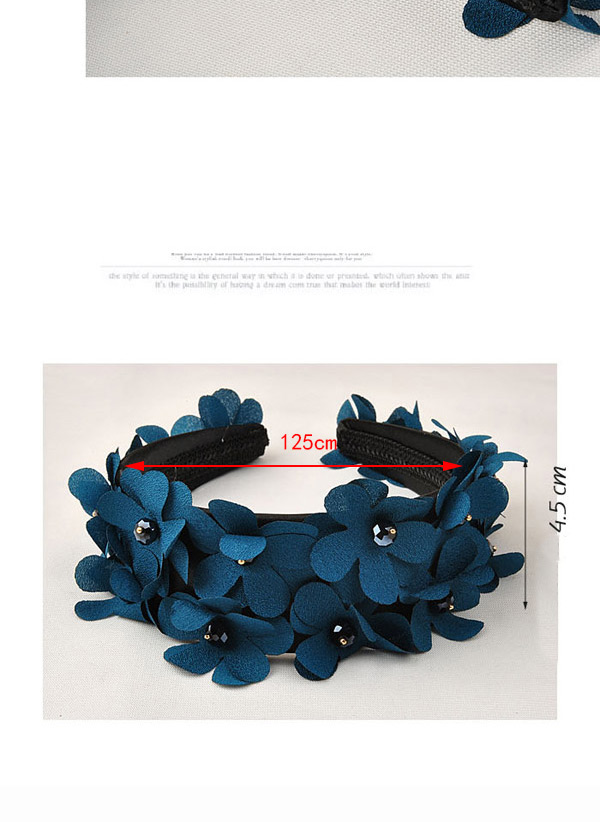Elegant Dark Blue Flower Shape Decorated Hair Clasp,Head Band