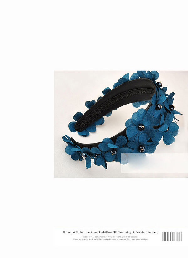 Elegant Dark Blue Flower Shape Decorated Hair Clasp,Head Band