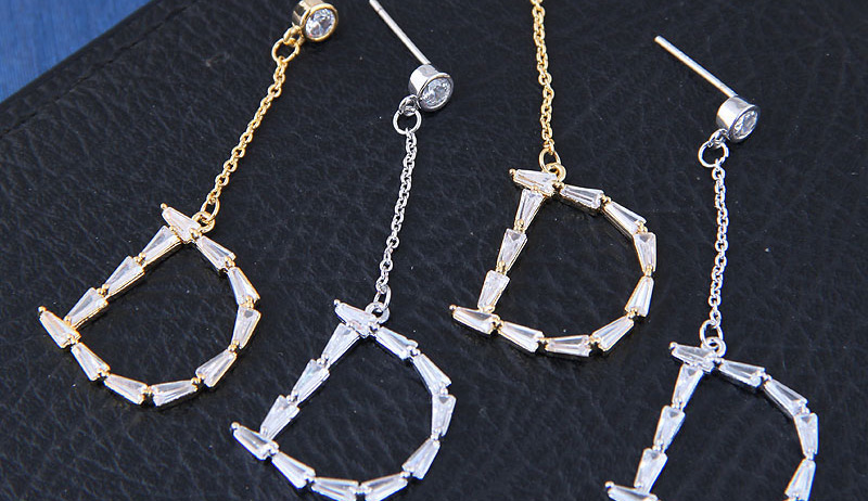 Elegant Silver Color Letter D Shape Decorated Earrings,Drop Earrings