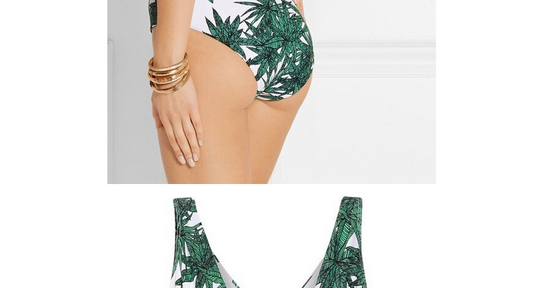 Fashion Green Tree Pattern Decorated Swimwear,One Pieces