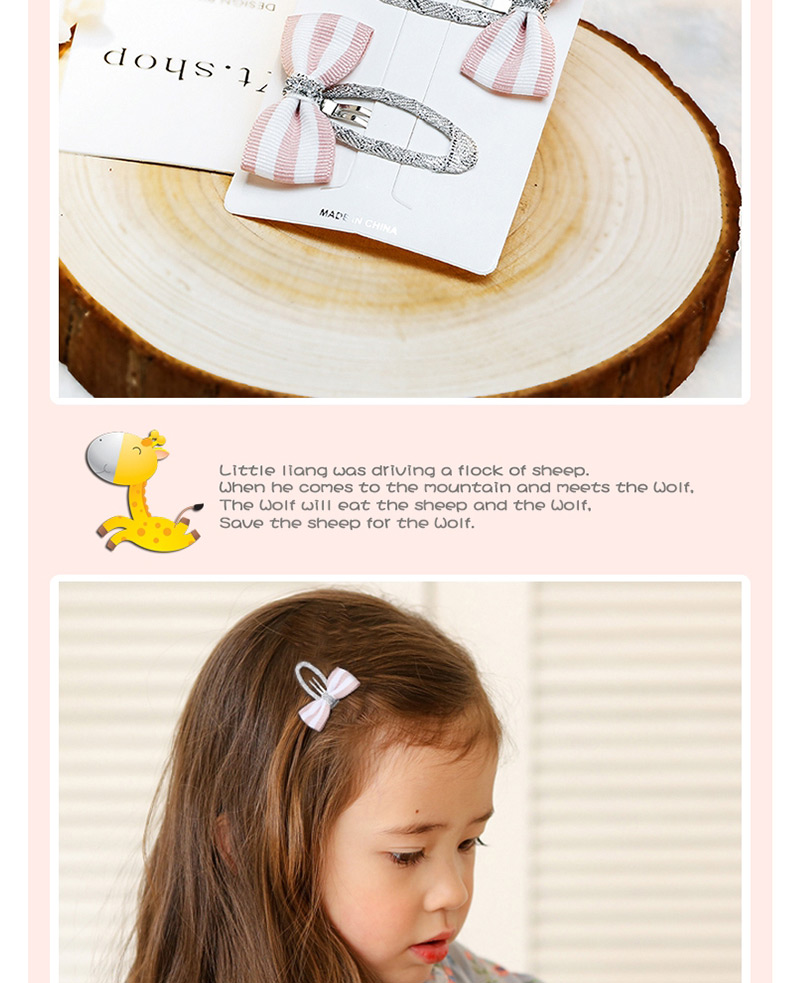 Fashion Pink Bowknot Shape Decorated Hair Clip (2 Pcs),Kids Accessories