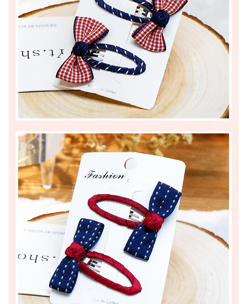 Fashion Claret Red+sapphire Blue Bowknot Shape Decorated Hair Clip (2 Pcs),Kids Accessories