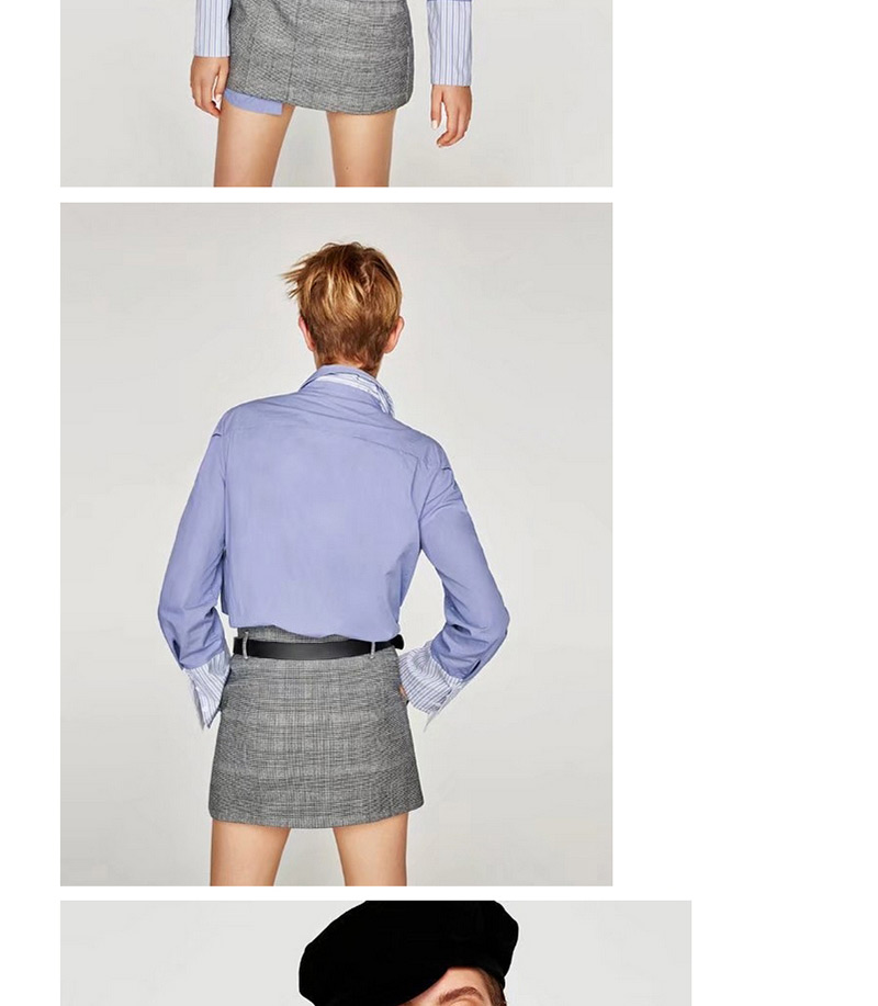 Fashion Gray Grid Pattern Decorated A Shape Skirt,Skirts