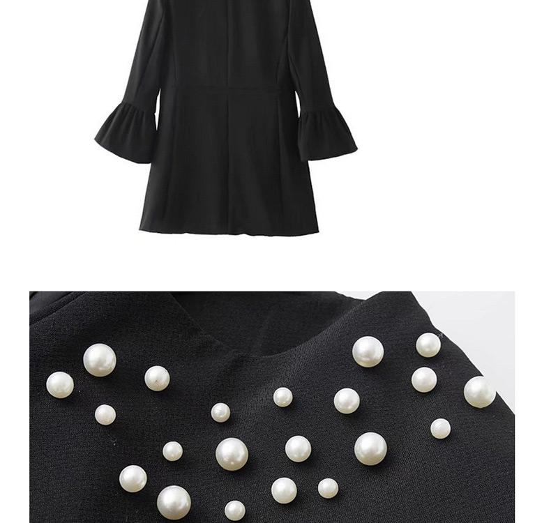 Retro Black Pearl Decorated Coat,Coat-Jacket