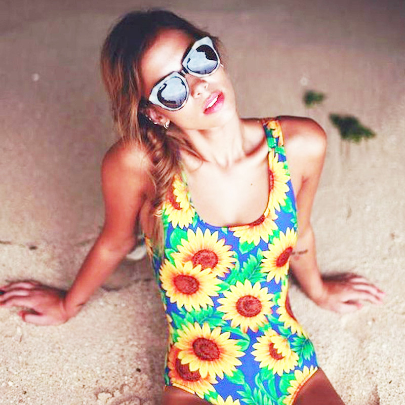 Fashion Multi-color Sunflower Pattern Decorated Bikini,One Pieces