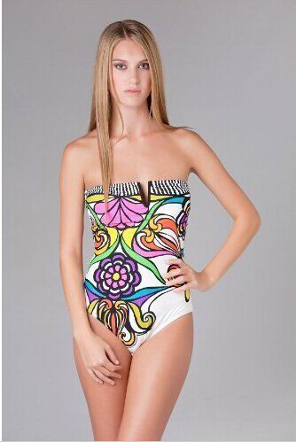 Fashion Multi-color Flower Pattern Decorated Bikini,One Pieces