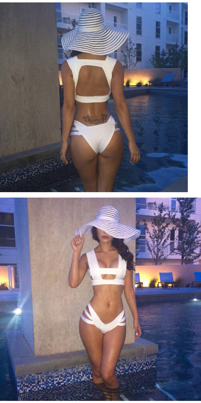 Sexy White Pure Color Decorated Bikini,Bikini Sets