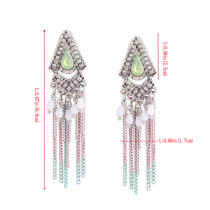 Fashion Green Triangle Shape Decorated Earrings,Drop Earrings