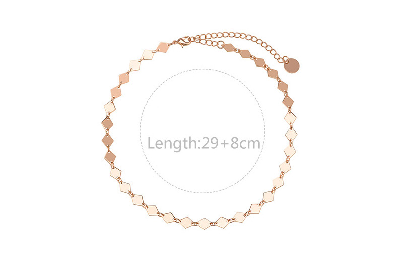 Trendy Gold Color Rhombus Shape Decorated Pure Color Choker,Chains