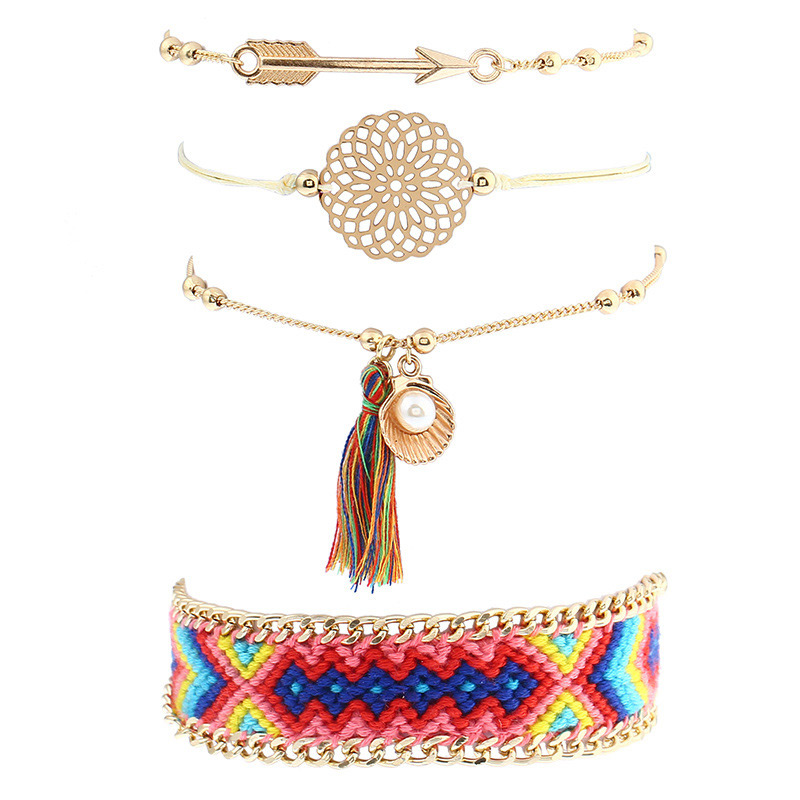 Elegant Multi-color Tassel Decorated Color Matching Bracelet(4pcs),Bracelets Set