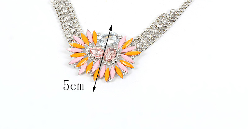 Fashion Multi-color Oval Shape Diamond Decorated Color Matching Necklace,Bib Necklaces
