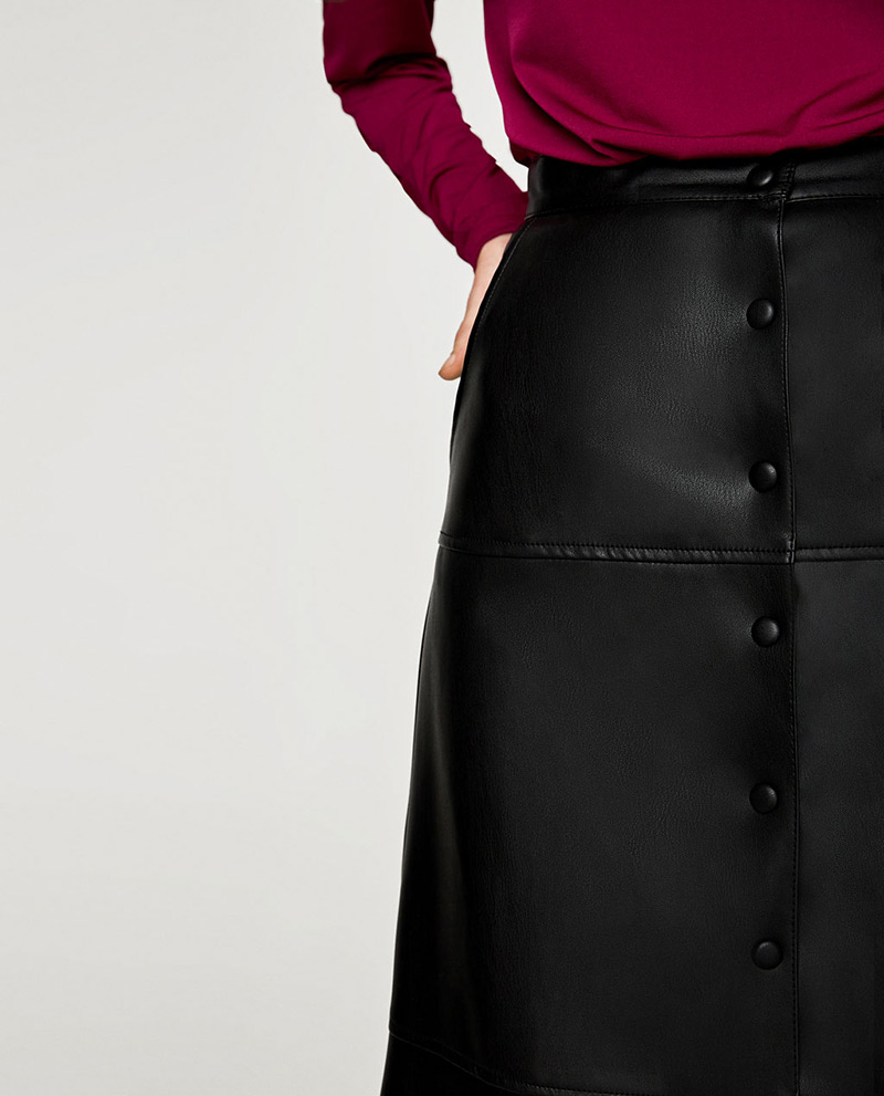 Fashion Black Pure Color Decorated Simple Skirt,Skirts