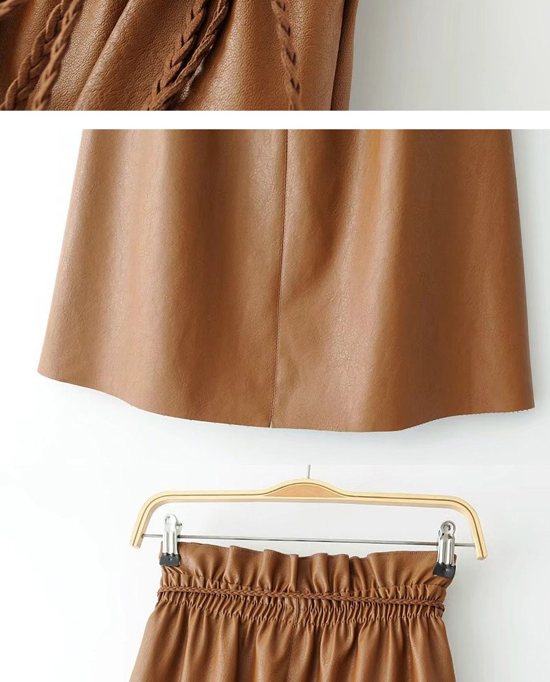 Fashion Brown Pure Color Decorated A Shape Pendulum Skirt,Skirts