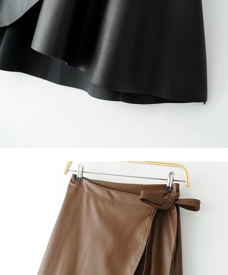 Fashion Brown Lotus Leaf Shape Design Pure Color Skirt,Skirts