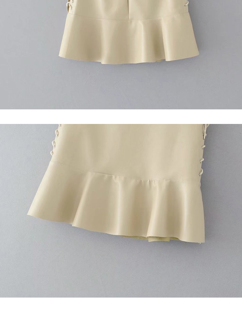 Fashion Beige Pure Color Decorated Bandage Design Skirt,Skirts