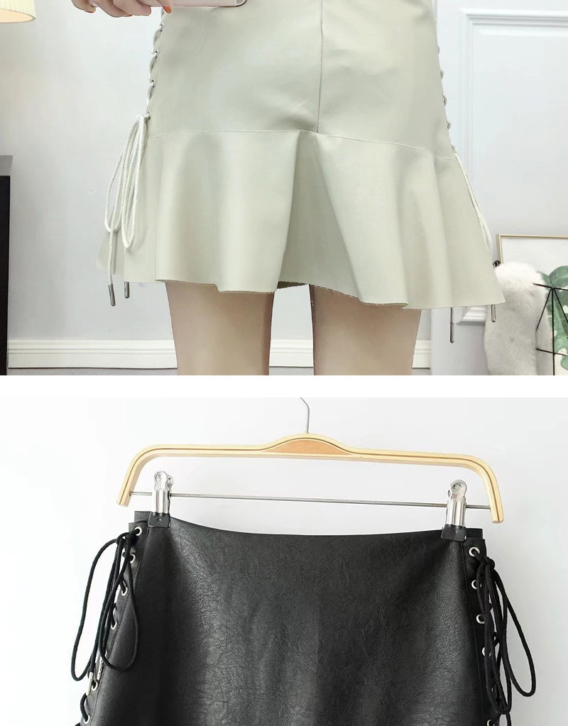 Fashion Black Pure Color Decorated Bandage Design Skirt,Skirts