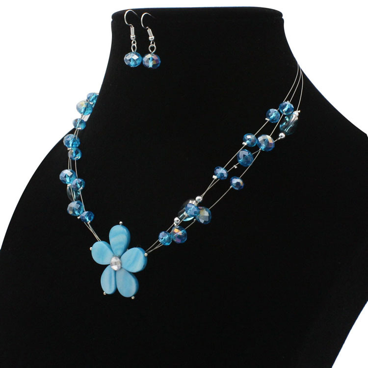 Fashion Blue Flower Decorated Multi-layer Jewelry Sets,Jewelry Sets
