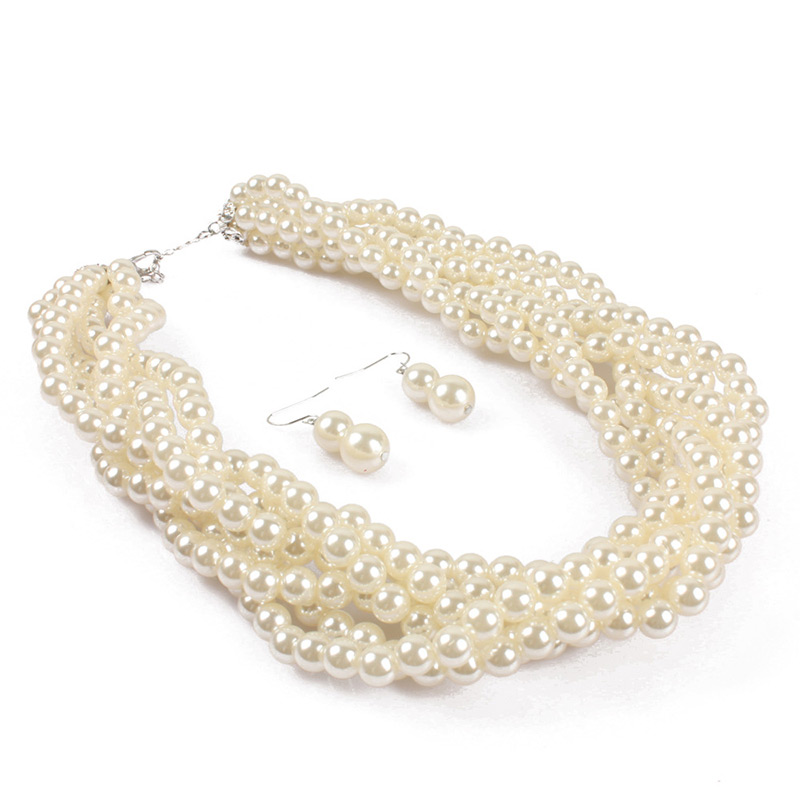 Fashion Beige Pearls Decorated Pure Color Jewelry Sets,Jewelry Sets
