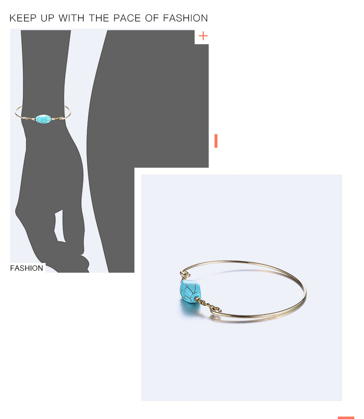 Trendy Gold Color+blue Oval Shape Gemstone Decorated Bracelet,Fashion Bangles