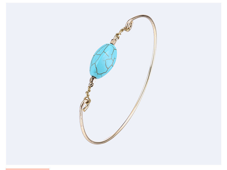 Trendy Gold Color+blue Oval Shape Gemstone Decorated Bracelet,Fashion Bangles