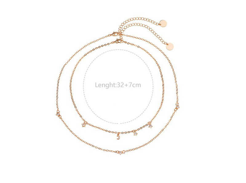 Trendy Gold Color Diamond Decorated Double Layer Choker,Multi Strand Necklaces