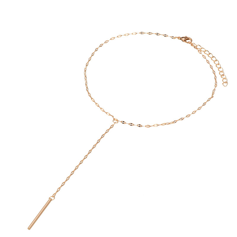 Elegant Gold Color Vertical Shape Decorated Pure Color Necklace,Multi Strand Necklaces
