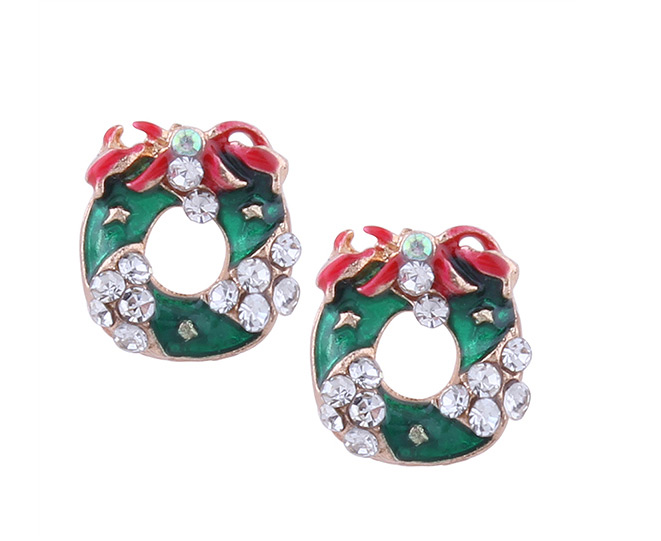 Lovely Green Bowknot Shape Decorated Earrings,Stud Earrings