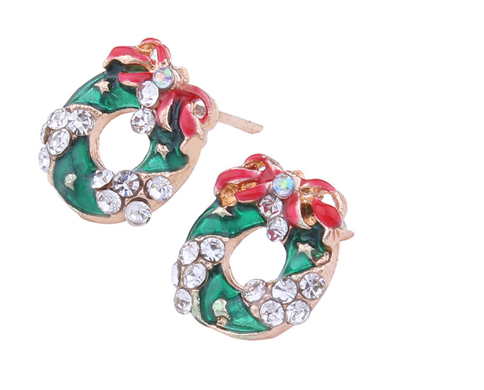 Lovely Green Bowknot Shape Decorated Earrings,Stud Earrings