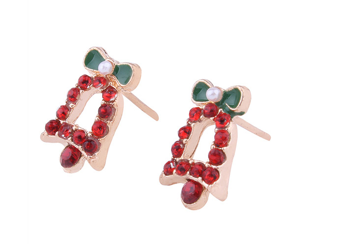 Lovely Red Bells Shape Decorated Earrings,Stud Earrings