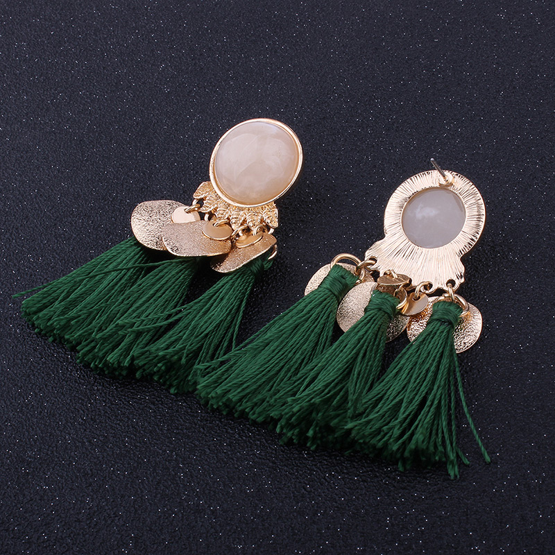 Vintage Green Pure Color Decorated Earrings,Drop Earrings