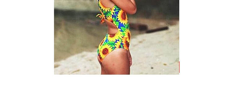 Sexy Multi-color Sunflower Pattern Decorated Bikini,One Pieces