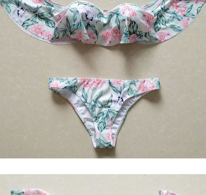 Sexy Green Flower Pattern Decorated Split Bikini,Bikini Sets