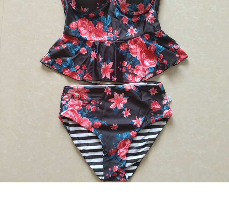 Sexy Pink Leaf Pattern Decorated Split Bikini,Swimwear Sets