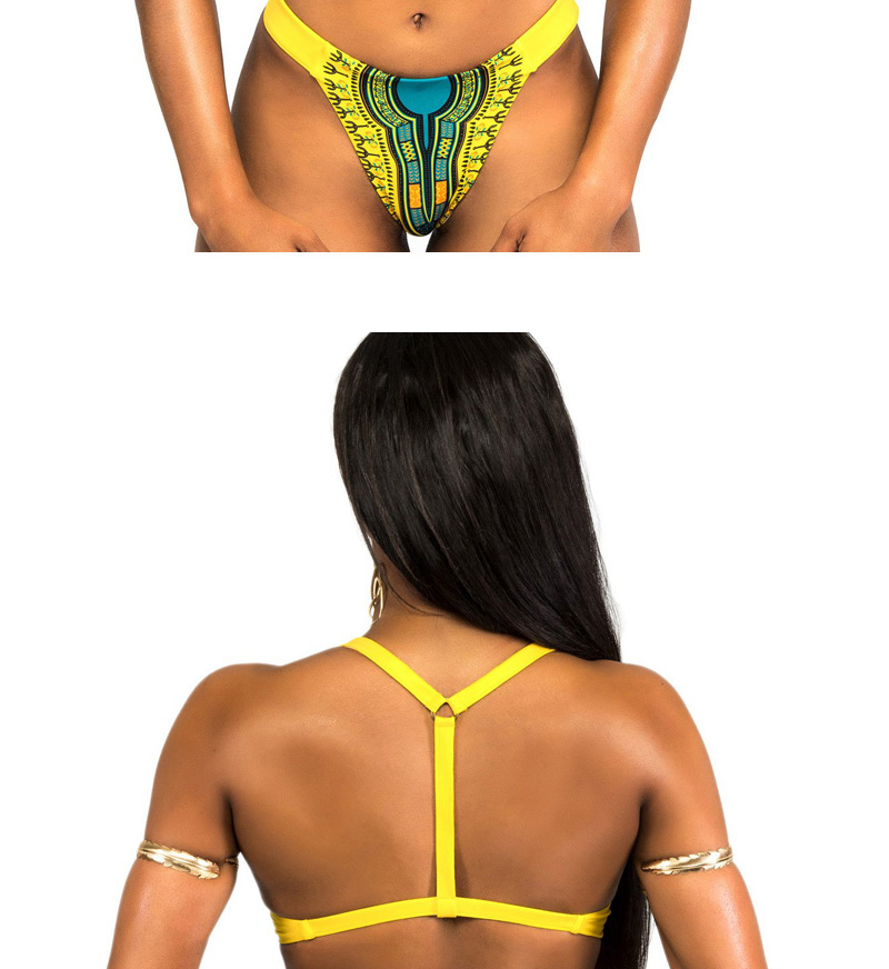 Sexy Yellow Irregular Shape Pattern Decorated Bikini,Bikini Sets