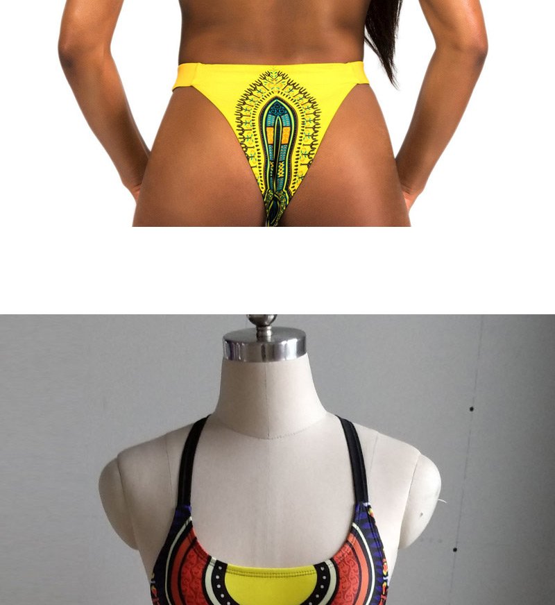 Sexy Yellow Irregular Shape Pattern Decorated Bikini,Bikini Sets
