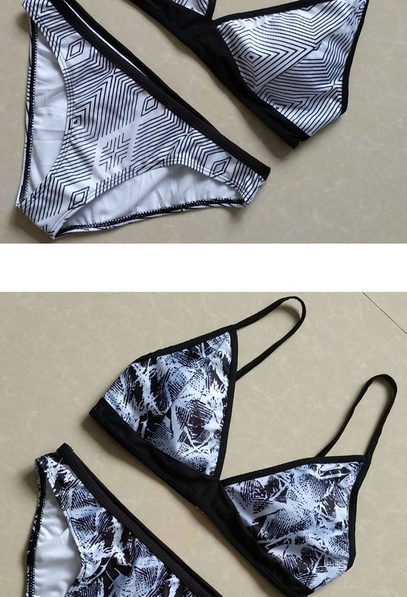 Sexy Black+white Feather Pattern Decorated Simple Bikini,Bikini Sets