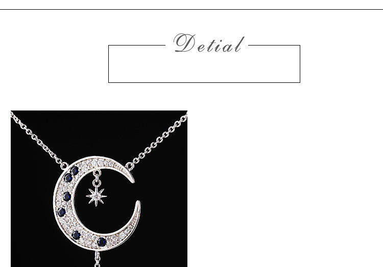 Elegant Silver Color Stars&moon Pendant Decorated Pure Color Necklace,Multi Strand Necklaces