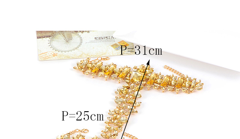 Fashion Champagne Geometric Shape Diamond Decorated Anklet,Fashion Anklets