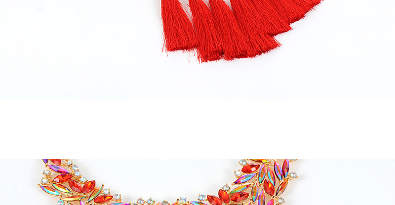 Fashion Red Tassel Decorated Hollow Out Necklace,Thin Scaves