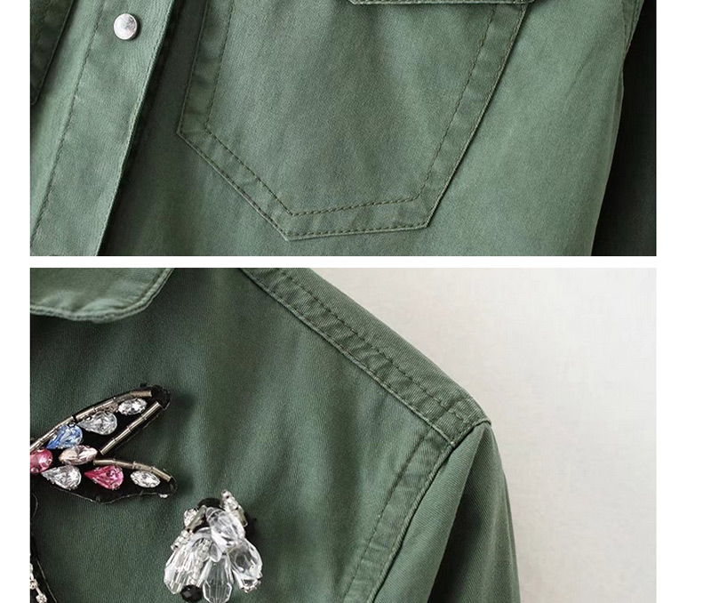 Fashion Green Dragonfly Shape Decorated Coat,Coat-Jacket