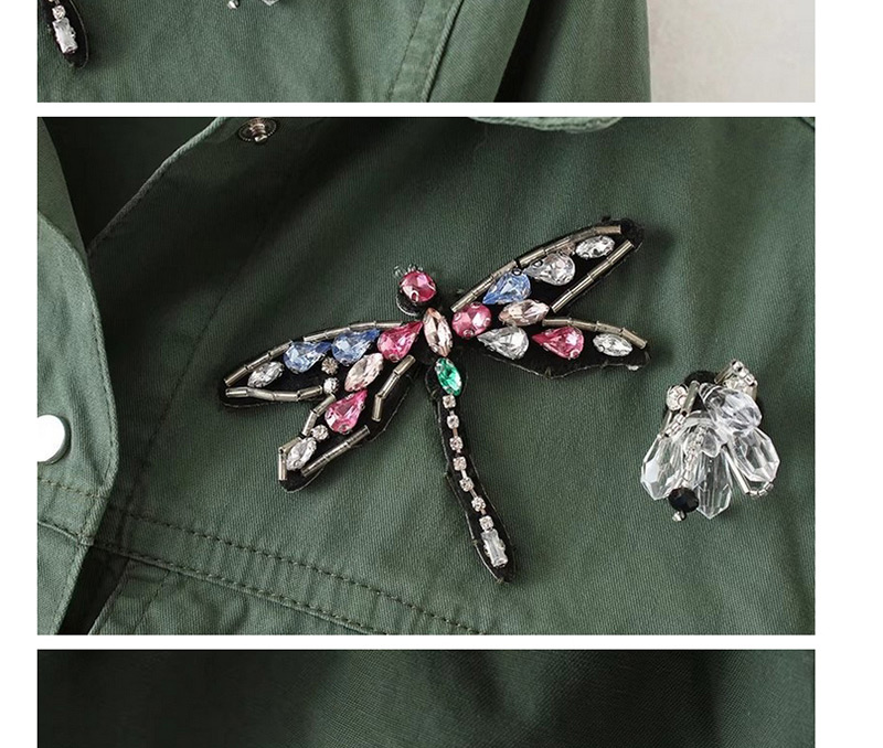 Fashion Green Dragonfly Shape Decorated Coat,Coat-Jacket