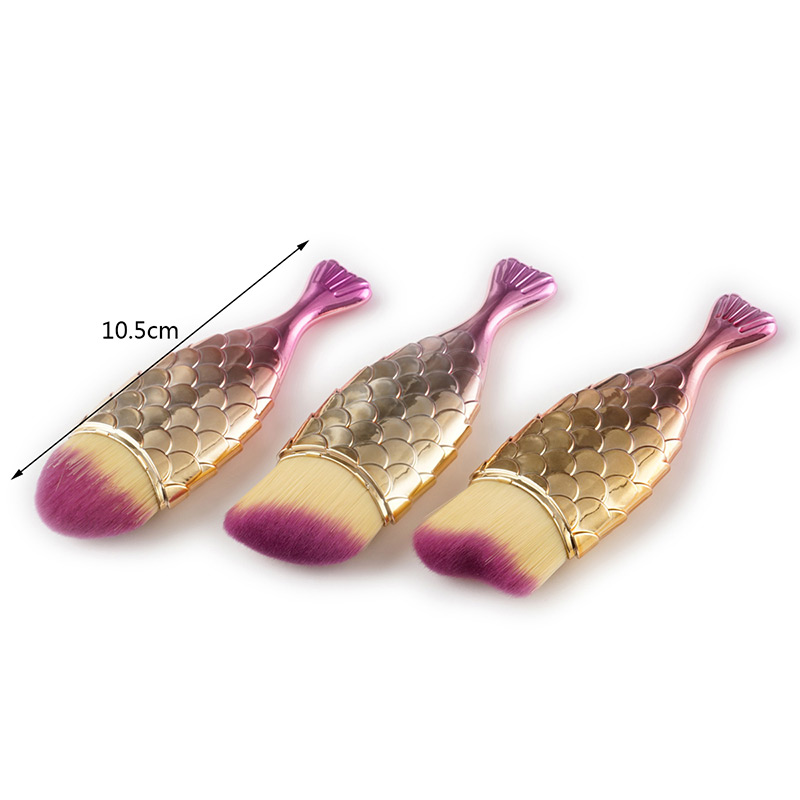 Lovely Gold Color+purple Fish Shape Decorated Brush (3pcs),Beauty tools