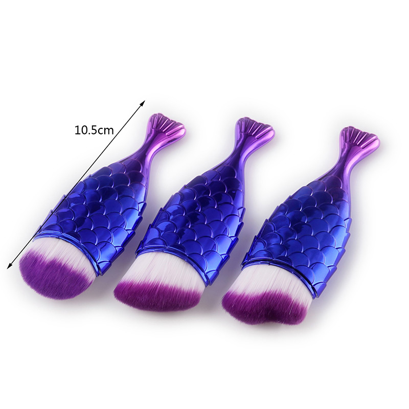 Lovely Purple+blue Fish Shape Decorated Brush (3pcs),Beauty tools