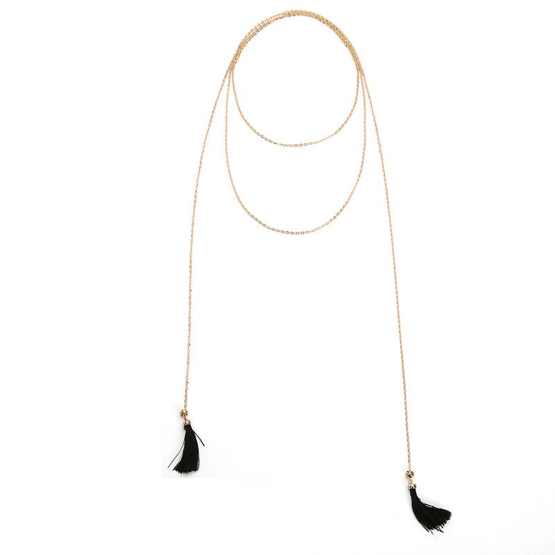 Fashion Silver Color Tassel Decorated Long Necklace,Multi Strand Necklaces