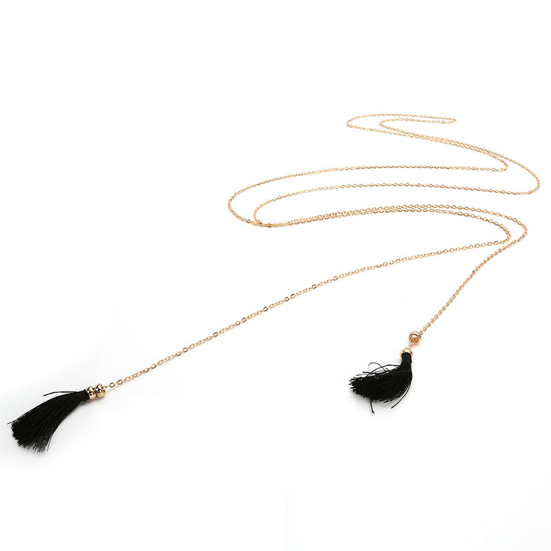 Fashion Gold Color Tassel Decorated Long Necklace,Multi Strand Necklaces