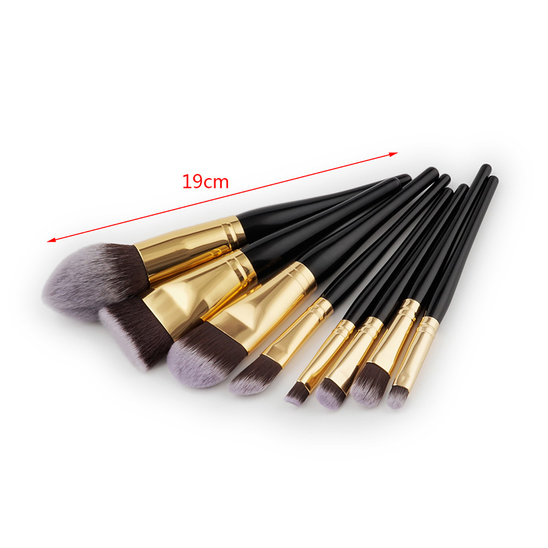 Fashion Black+gold Color Color -matching Decorated Brush (8pcs),Beauty tools