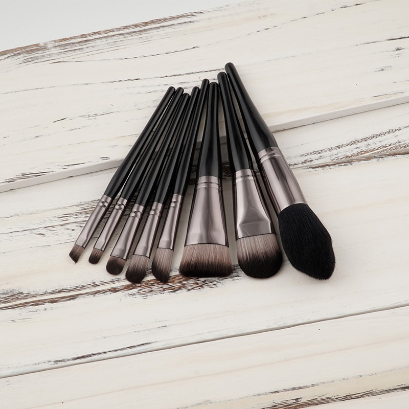 Fashion Black+gray Color -matching Decorated Brush (8pcs),Beauty tools