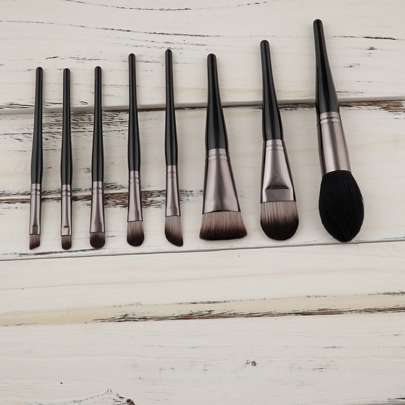 Fashion Black+gray Color -matching Decorated Brush (8pcs),Beauty tools